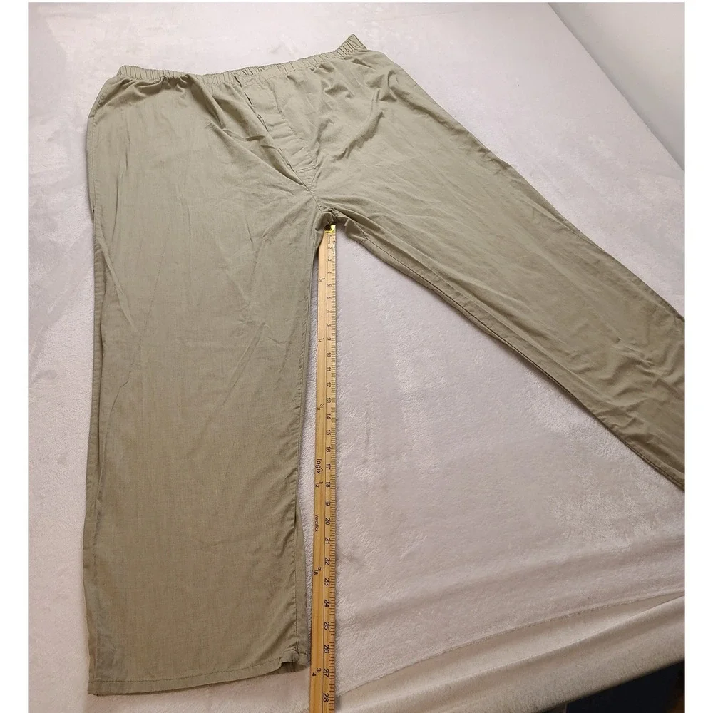 Men's Khaki Tan Pajama Lounge Pants XL 36x28 Elastic Waist Cotton Blend Straight